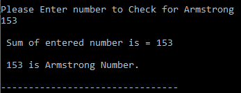 armstrong number program in c