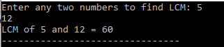 lcm program in c