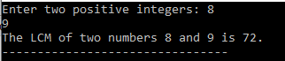 gcd and lcm program in c