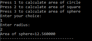 menu driven program in c