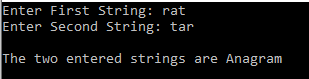 anagram program in c using string