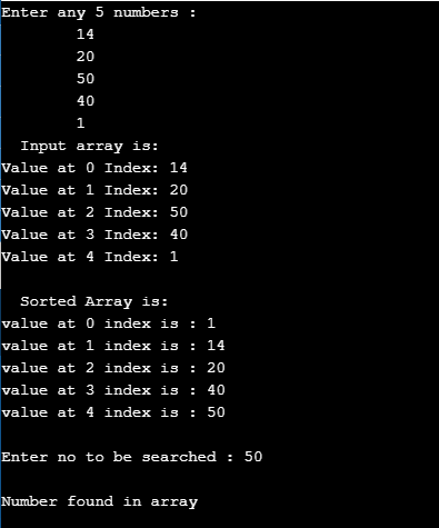 binary search program in c++