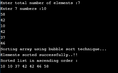 bubble sort program in c++