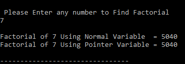 factorial using pointers,factorial program in c