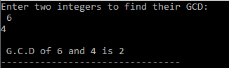 gcd program in c