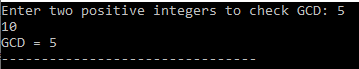 gcd program in c