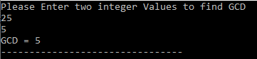 program of gcd in c
