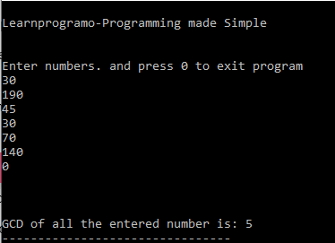 c program to find gcd of n numbers