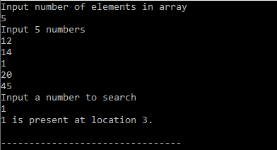 linear search in c