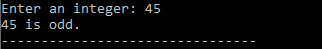 even or odd program in c