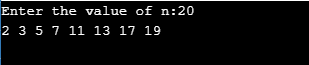 prime number from 1 to n