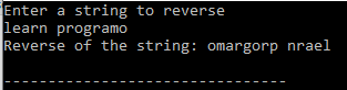 c program to reverse a string