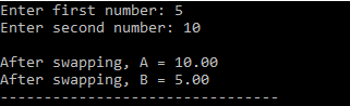 c program to swap two numbers