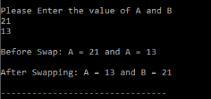 C Program To Swap Two Numbers Without Using Third Variable