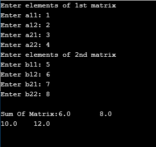 two dimensional array in c