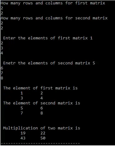 multidimensional array in c