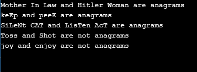 anagram program in java