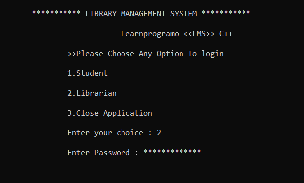 library management system project in C++