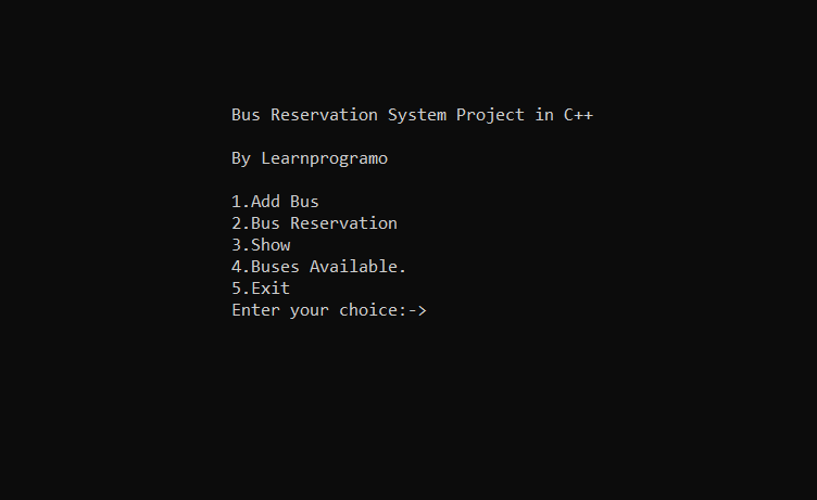 bus reservation system project in c++