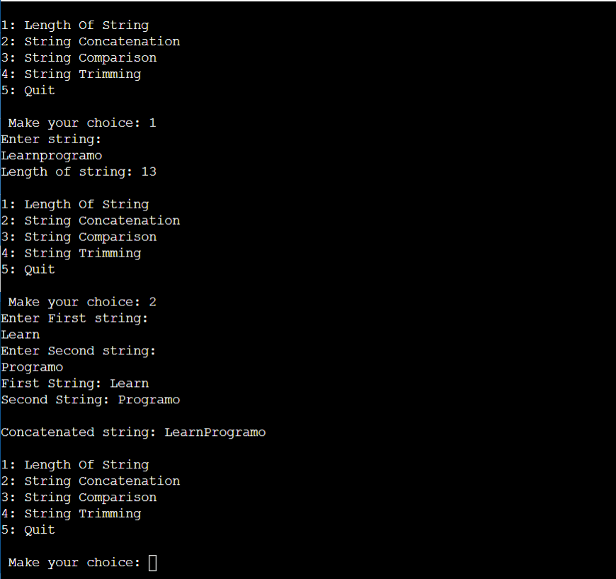 menu driven program in java using while loop