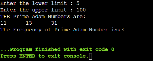 prime adam number in java